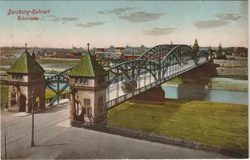 Ruhrort-Duisburg   Partie an der Ruhr-Brücke color Ansicht 1924