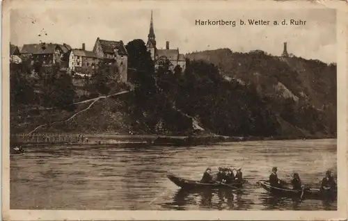 Ansichtskarte Wetter (Ruhr) Harkortberg - Boote mit Menschen 1919