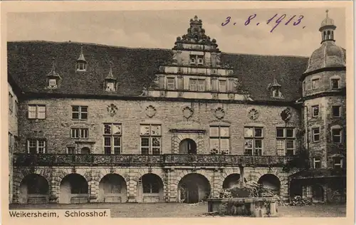 Ansichtskarte Weikersheim Schloss Gebäude Schlosshof 1913
