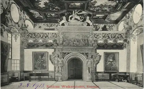 Ansichtskarte Weikersheim Rittersaal im Schloss, Castle Inside View 1913