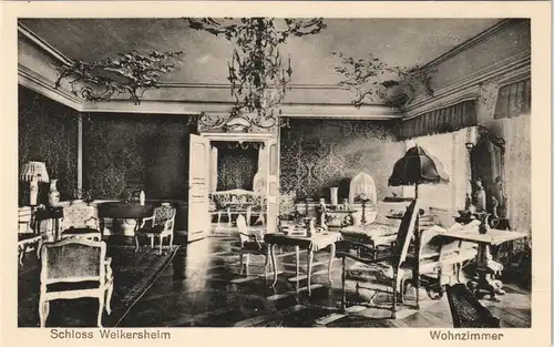 Ansichtskarte Weikersheim Schloss Castle Innenansicht mit Wohnzimmer 1920