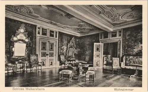 Weikersheim Schloss (Castle) Innenansicht Blick ins Wohnzimmer 1920