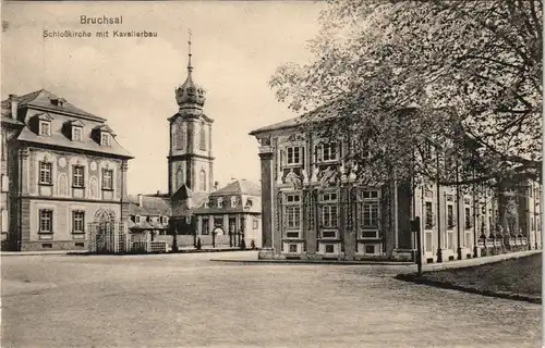 Ansichtskarte Bruchsal Schloßkirche mit Kavalierbau, Schloss Castle 1910