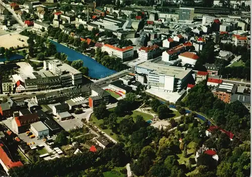 Ansichtskarte Neumünster Luftaufnahme Zentrum vom Flugzeug aus 1975