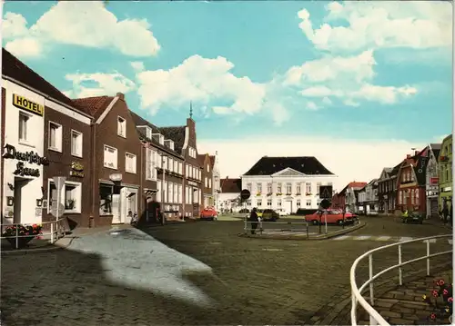 Esens Straßen Partie mit Auto Parkplatz und Hotel, Geschäft 1973