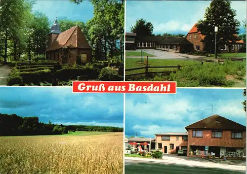 Ansichtskarte Basdahl Gruss-Aus-Mehrbild-AK mit 4 Dorf-Ansichten 1970