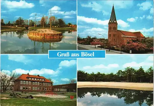 Ansichtskarte Bösel Gruss-Aus-Mehrbildkarte mit 4 Dorf Ansichten 1975