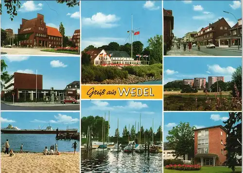 Ansichtskarte Wedel MB Rathaus, Straßen, Hochhäuser 1981