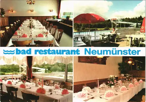 Neumünster Mehrbild-AK Bad-Restaurant D. Steffens, 4 Foto-Ansichten 1975