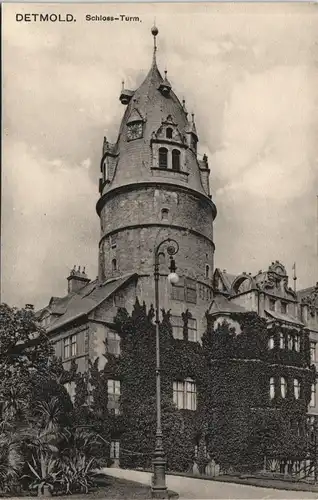 Ansichtskarte Detmold Schloss Teilansicht mit Schlossturm 1910