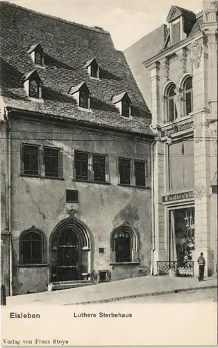 Eisleben Luthers Sterbehaus Straßen Partie, Kleiderstoff-Geschäft 1905