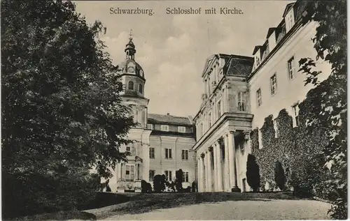 Ansichtskarte Schwarzburg Schloss Schwarzburg (Castle) Hof & Kirche 1910