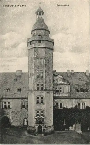 Ansichtskarte Weilburg (Lahn) Schloss (Casthle) Schlosshof Turm-Gebäude 1910