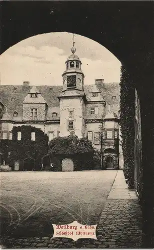 Ansichtskarte Weilburg (Lahn) Schloss Hof mit Uhrturm, Castle Postcard 1904