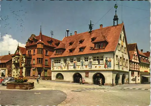 Ansichtskarte Haslach im Kinzigtal VW Käfer vor dem Rathaus 1960