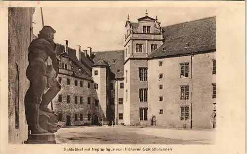 Ansichtskarte Torgau Schloss Hartenfels Neptunfigur Brunnen 1916