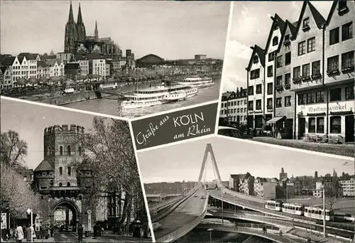 Ansichtskarte Köln MB: Dampfer, Martinswinkel, Brücke u. Tram 1965