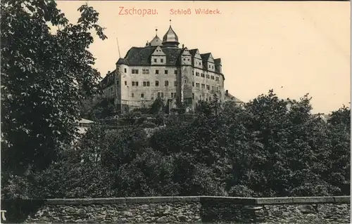 Ansichtskarte Zschopau Schloss Wildeck von der Mauer 1912