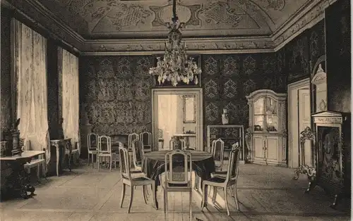 Weesenstein (Müglitz) Schloss Gesellschaftssaal mit Ledertapeten 1920
