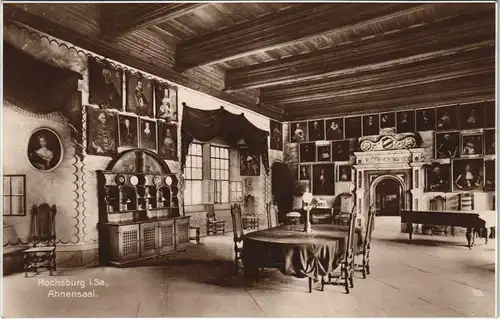 Rochsburg-Lunzenau Schloss Rochsburg Ahnensaal Innenansicht 1920