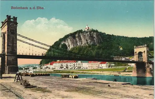 Postcard Tetschen-Bodenbach Decín Stadt, Kettenbrücke 1913