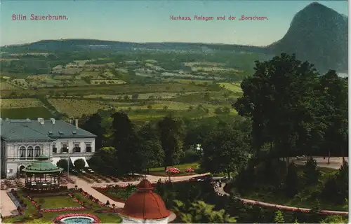 Postcard Bilin Bílina Kurhaus, Anlagen und der Borschen 1913
