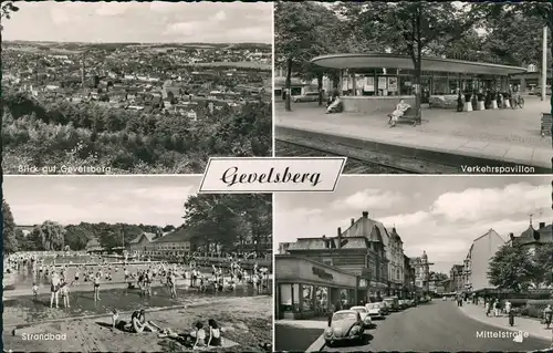 Gevelsberg Mehrbild-AK mit 4 Ansichten ua. Verkehrs-P. & Strandbad 1960
