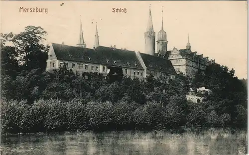 Ansichtskarte Merseburg teich - Blick zum Schloß 1918