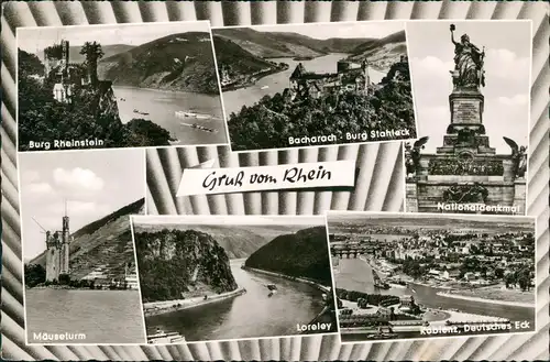 Ansichtskarte Bingen am Rhein Gruß vom Rhein MB Niederwald Koblenz 1966
