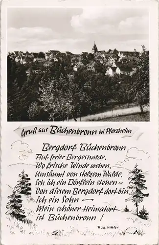 Ansichtskarte Büchenbronn-Pforzheim Stadtpartie mit Text 1962