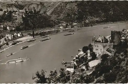 Ansichtskarte St. Goarshausen Stadt und Rheinschiffe 1965