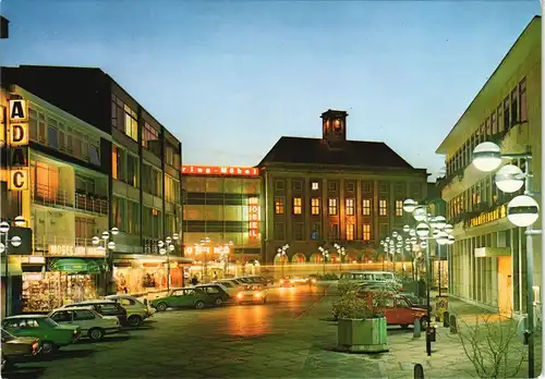 Ansichtskarte Neuss Marktplatz, Abenddämmerung - Autos 1985