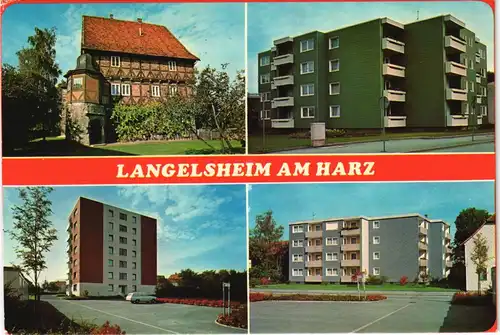 Langelsheim Mehrbild-AK 4 Ansichten Wohnblocks & Wohnhäuser 1982