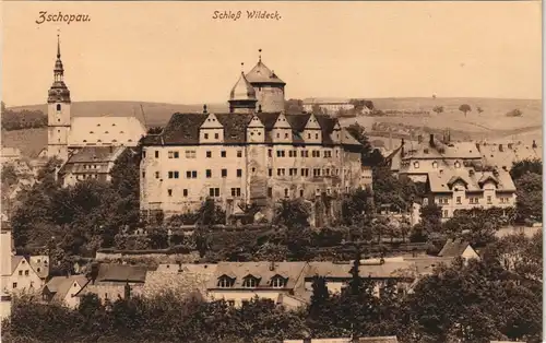 Ansichtskarte Zschopau Schloss Wildeck - Stadt, Kirche 1912