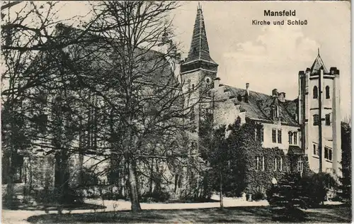 Ansichtskarte Mansfeld Schloß und Kirche 1909