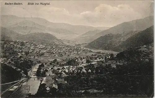 Ansichtskarte Baden-Baden Blick ins Murgtal 1909