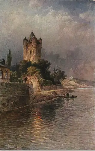 Ansichtskarte Eltville am Rhein Burg Künstlerkarte 1914