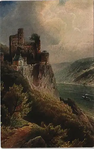 Ansichtskarte Bingen am Rhein Burg / Schloss Rheinstein - Künstlerkarte 1913