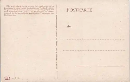 Ansichtskarte Braubach Braubach und die Marksburg 1913