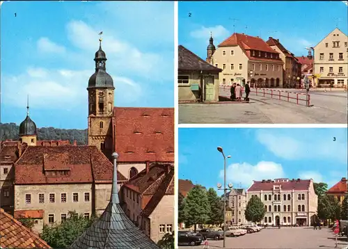 Ansichtskarte Dippoldiswalde Kirche, Platz der Jugend, Platz des Friedens 1979