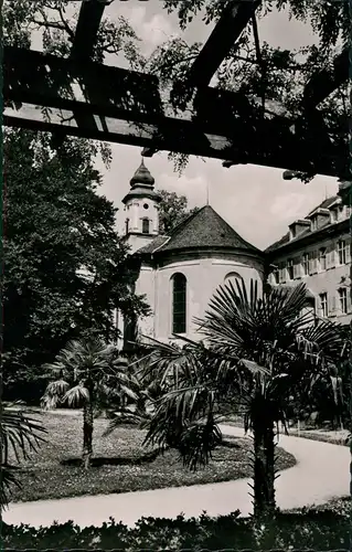 Ansichtskarte Insel Mainau-Konstanz Partie an Schloß und Kirche 1957