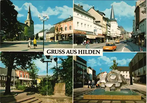 Ansichtskarte Hilden Mehrbild-AK mit 4 Stadt-Ansichten 1980