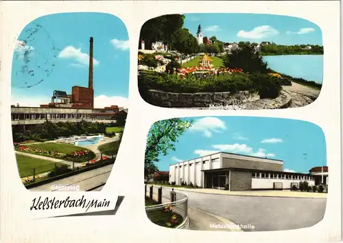 Kelsterbach Mehrbild-AK mit Glanzstoff Fabrik, Mehrzweckhalle, Main Partie 1970