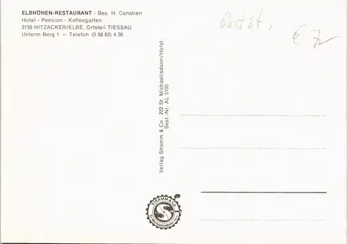 Hitzacker (Elbe) Hotel Pension ELBHÖHEN-RESTAURANT - Bes. H. Constien 1980