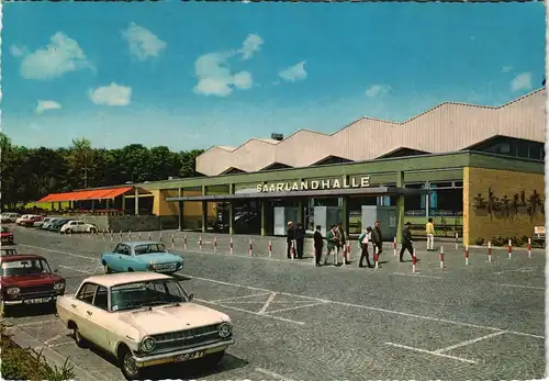 Ansichtskarte Saarbrücken Saarlandhalle, Autos Ford, Opel 1973