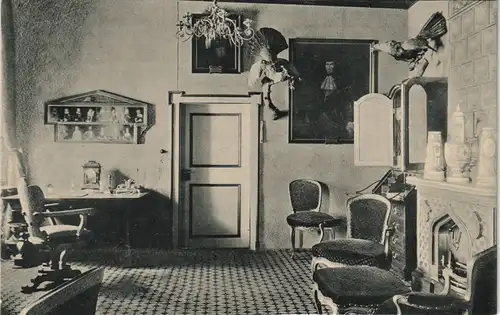 Ansichtskarte Wermsdorf Jagdschloss - Arbeitszimmer König Albert 1909
