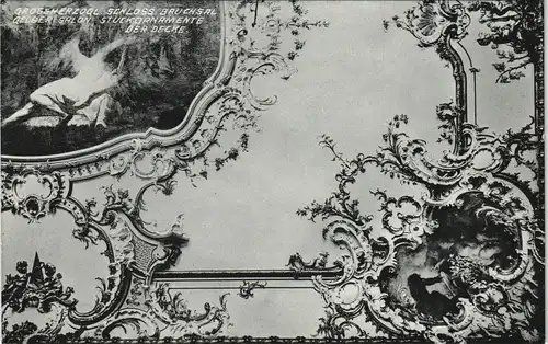 Ansichtskarte Bruchsal Schloß - Gelber Salon - Stuckelemente der Decke 1909