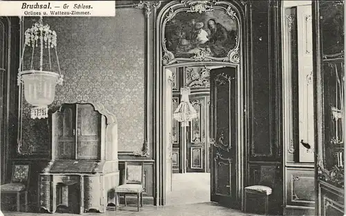 Ansichtskarte Bruchsal Schloß, Grünes- u. Watteau-Zimmer 1909