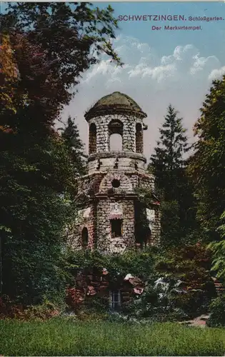 Ansichtskarte Schwetzingen Schlossgarten. Merkurtempel 1913