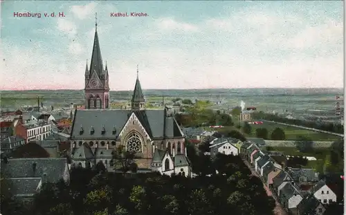 Ansichtskarte Bad Homburg vor der Höhe Katholische Kirche - Straße 1911